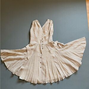 Vintage Calvin Klein cream and tan stripe dress